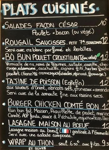 L'ardoise des plats cuisinés