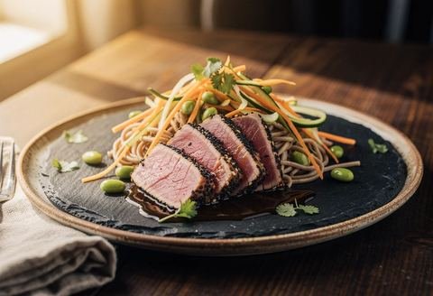 Tataki de thon, légumes croquants