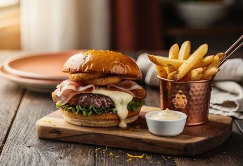 Burger maison, frites fraîches